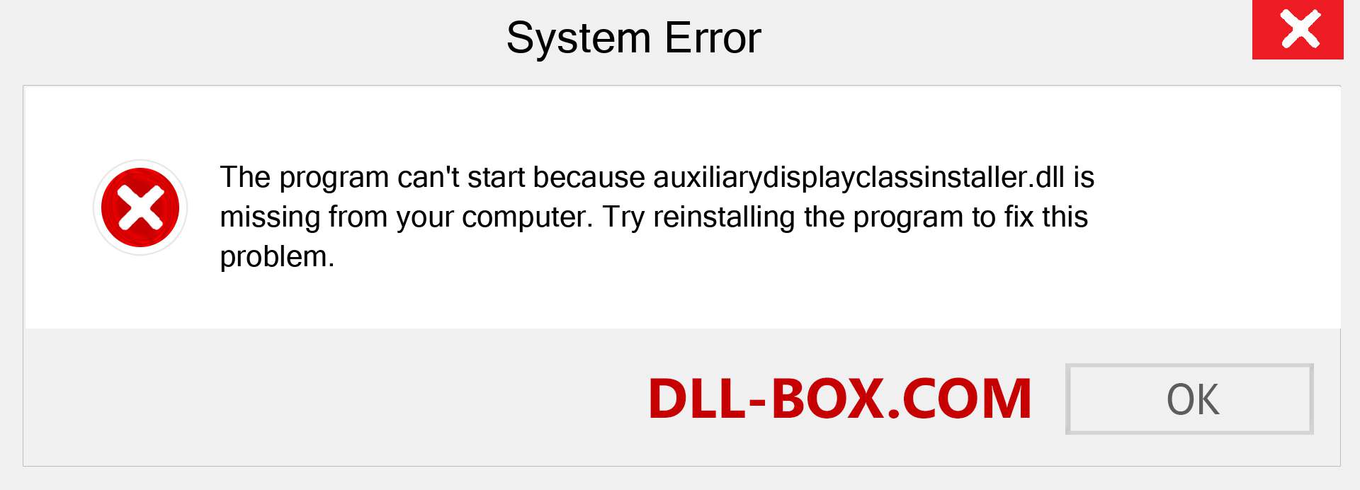  auxiliarydisplayclassinstaller.dll file is missing?. Download for Windows 7, 8, 10 - Fix  auxiliarydisplayclassinstaller dll Missing Error on Windows, photos, images